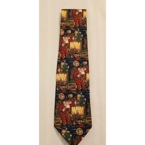 Robert Talbott For I Magnin Tie Mens One Size Blue Silk Santa Christmas Holiday